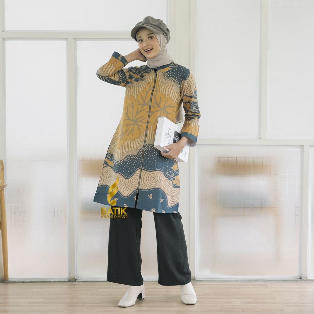 BAJU KEMEJA BATIK WANITA Prabuseno - ROYANI Tunik Batik Wanita Lengan Panjang