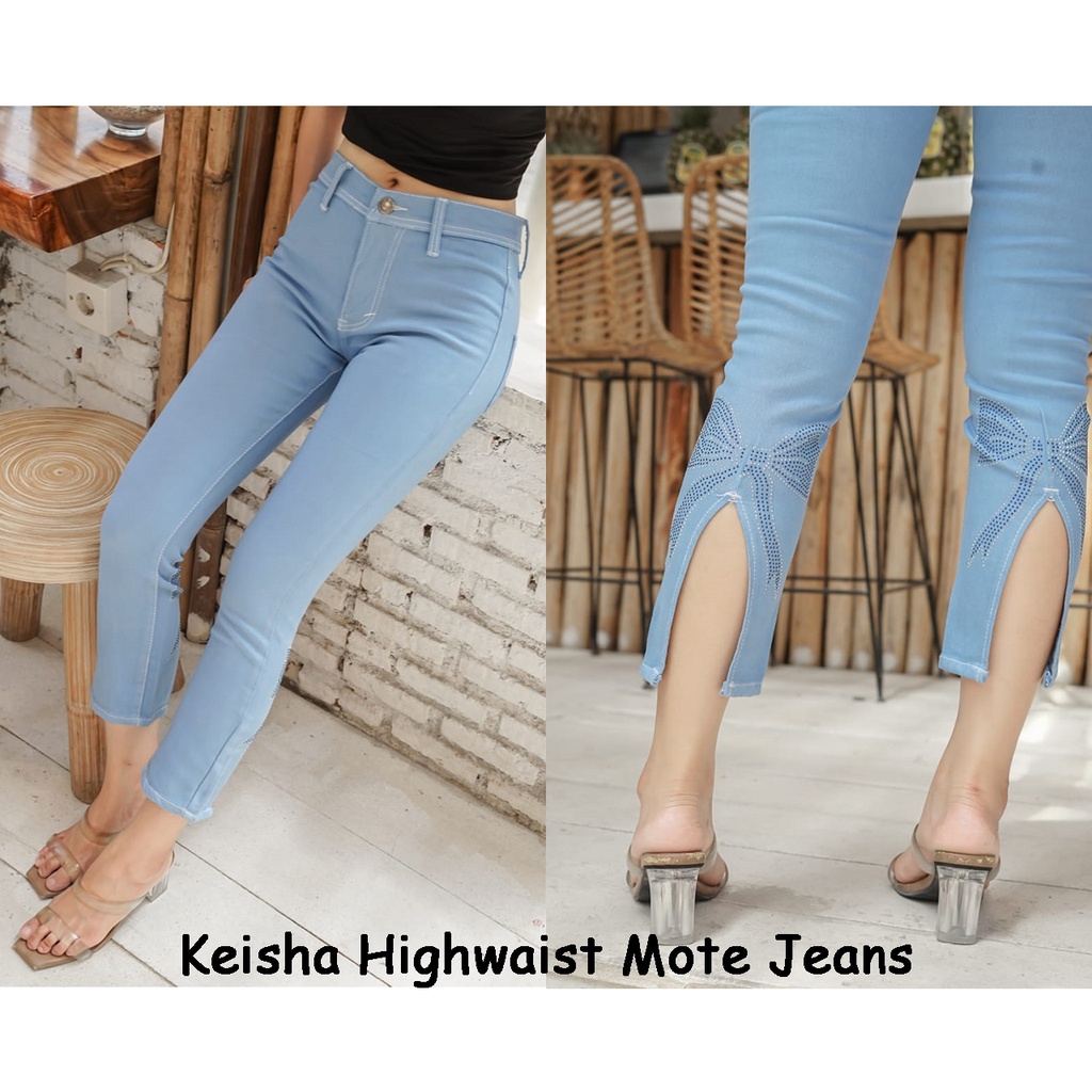 HOPYLOVY - Celana Jeans Highwaist Wanita Mote Pita Keisha