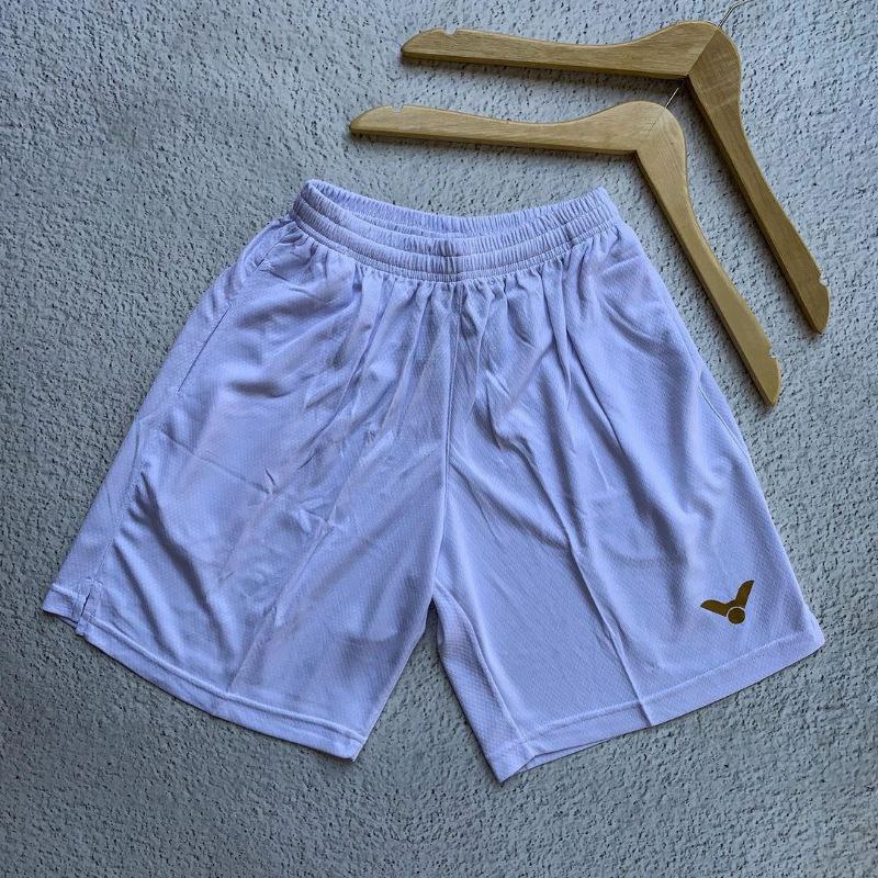 Celana pendek bulutangkis badminton pria/wanita bawahan olahraga running sepeda futsal gym fitnes-TV WHITE