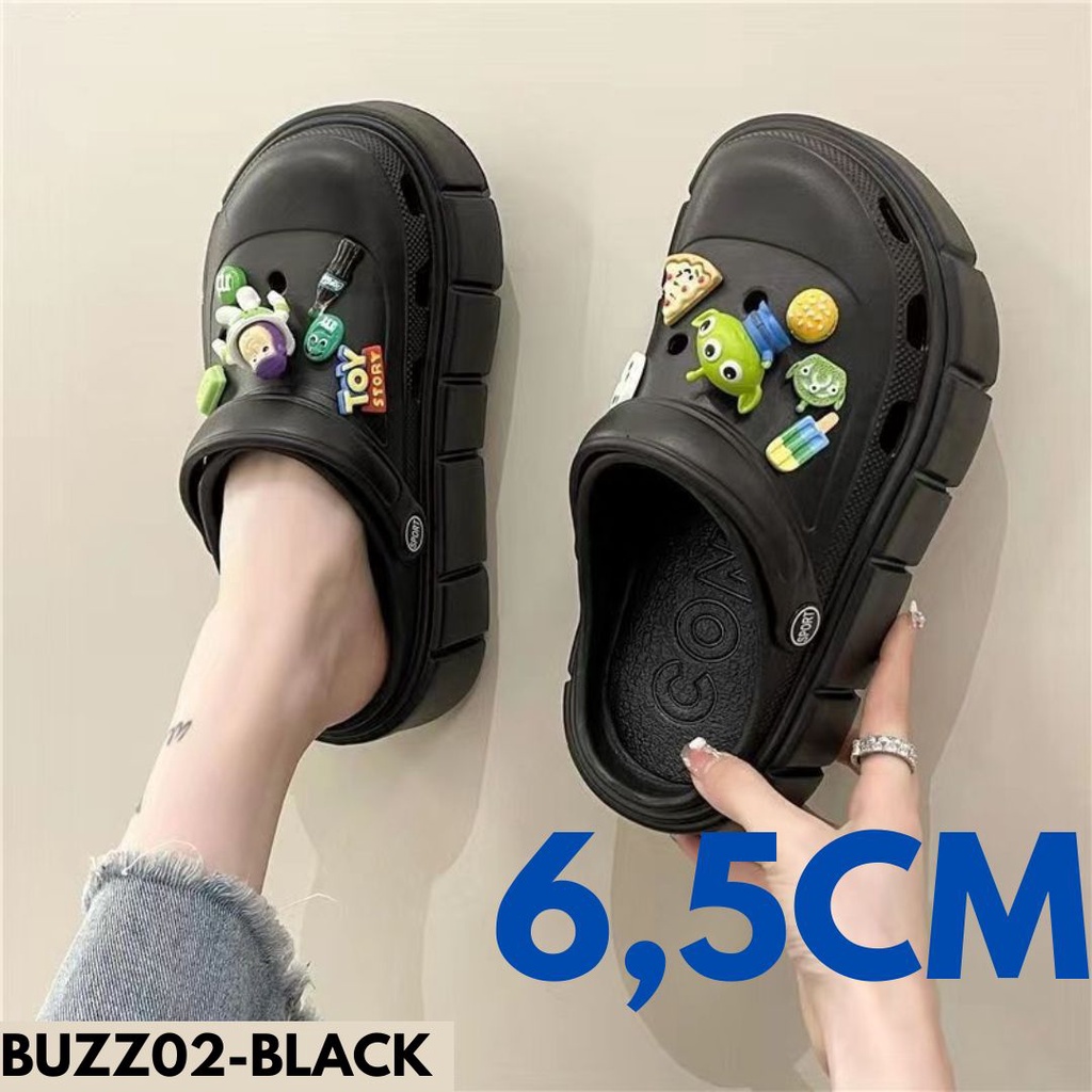 SANDAL WEDGES WANITA SLING BACK KIYOEWOO MANTEP SOLE TINGGI VIRALS BAHAN RUBBER IMPORT BUZZ02