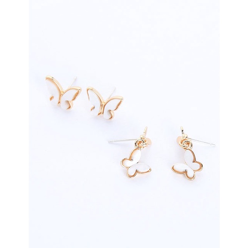 LRC Anting Tusuk Fashion Golden Shell Butterfly Alloy Earrings K01044