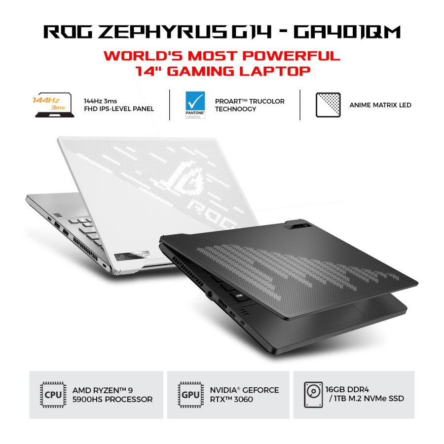 ASUS ROG ZEPHYRUS G14 GA401QM R936A6G-O Ryzen 9 5900HS 16GB 1TB 3060