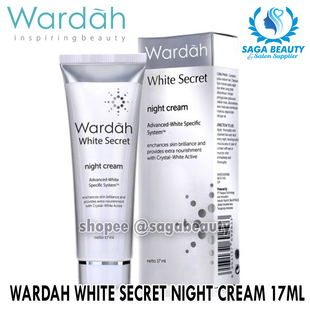 WARDAH WHITE SECRET NIGHT CREAM 17ML / WARDAH CRYSTAL SECRET NIGHT CREAM 15ML