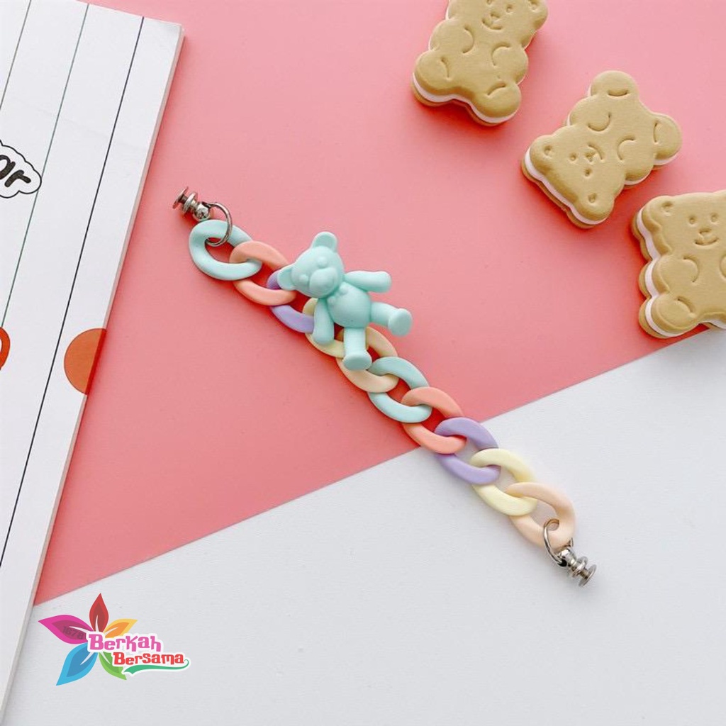 paket gelang tali rantai baut slingcase sling rantai beruang rainbow lanyard universal candy koper choice dove BB6033