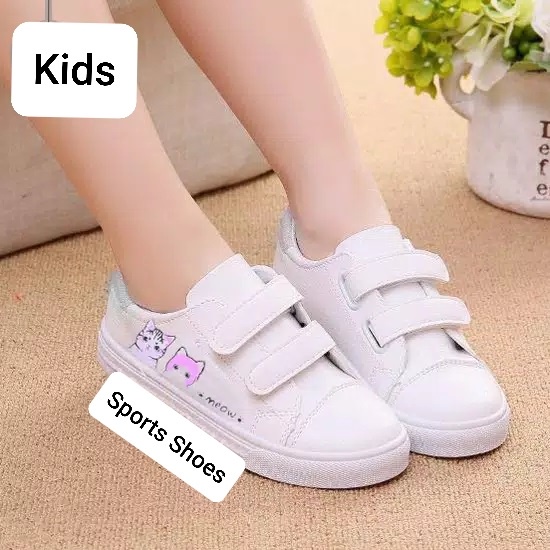 Sepatu Anak Dan Dewasa Sneakers Prepet Meow Putih Pink Lucu