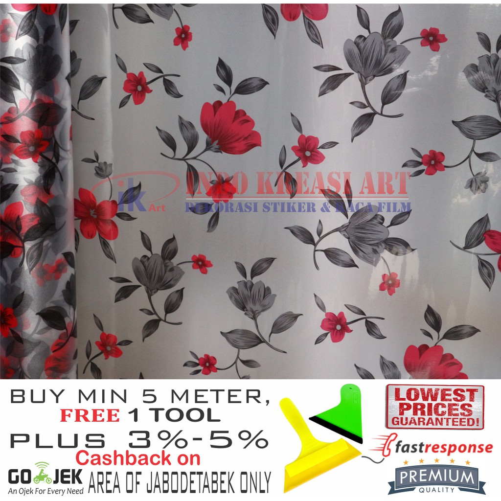 STIKER KACA STICKER KACA MOTIF BUNGA 122 KACA FILM MOTIF PELAPIS KACA JENDELA