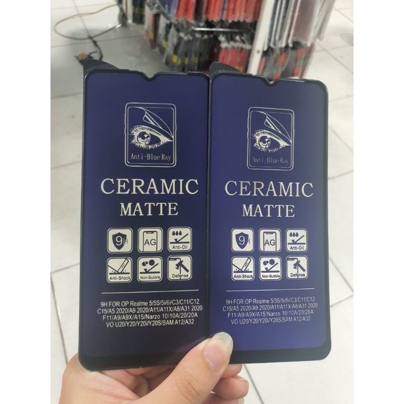 NEW Ceramic Matte Blue Samsung A11 A12 A13 A14 A21 A21S A31 A41 A51 A71 A81 A91 Tempered Glass Ceramic Matte Blue - A/B