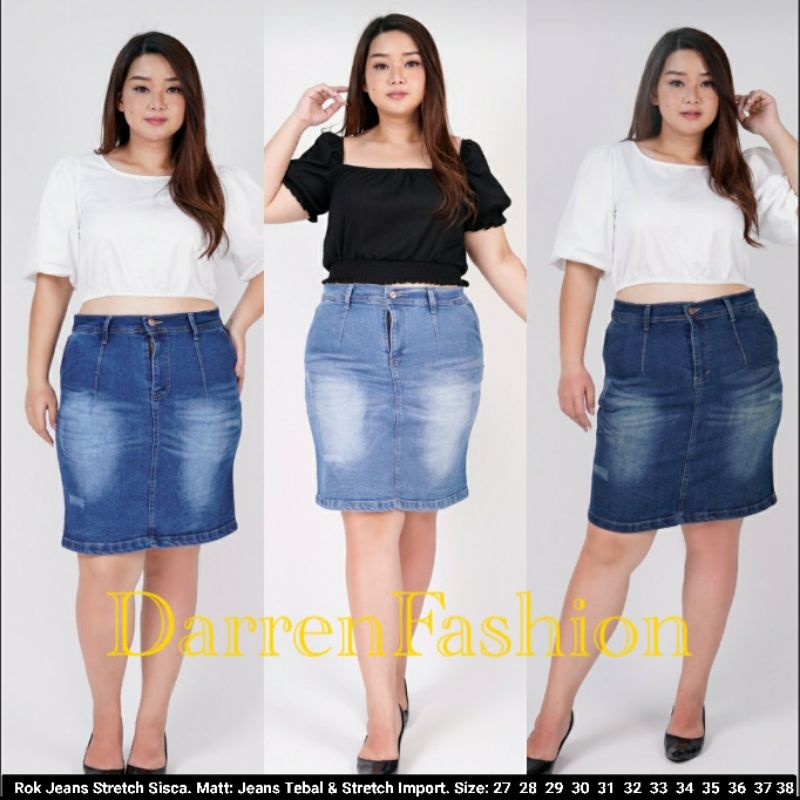 Rok Jeans Strech Sisca Premium . Rok Jeans Span . Rok Jeans Pendek Premium