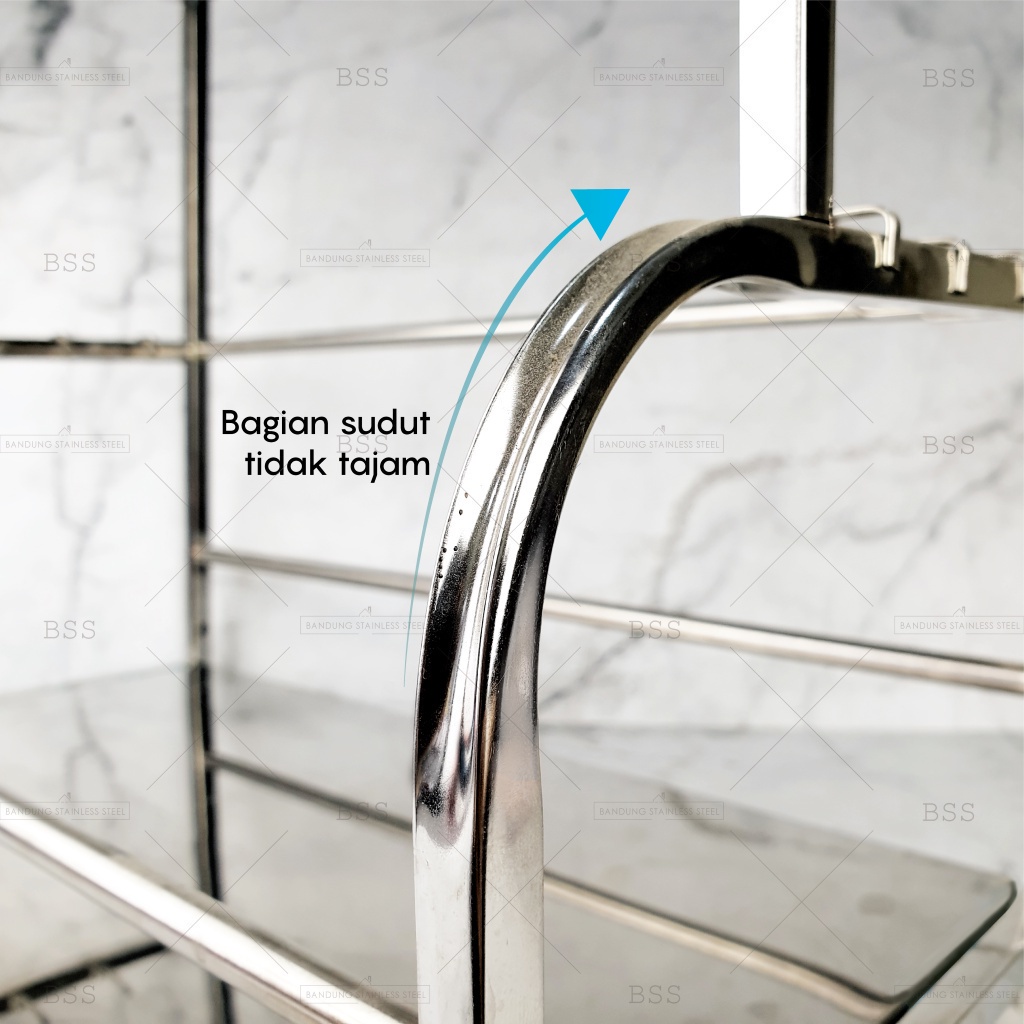 Rak Bumbu Masak Peralatan Dapur Stainless 40cm 50cm 2 3 Susun Multifungsi Serbaguna