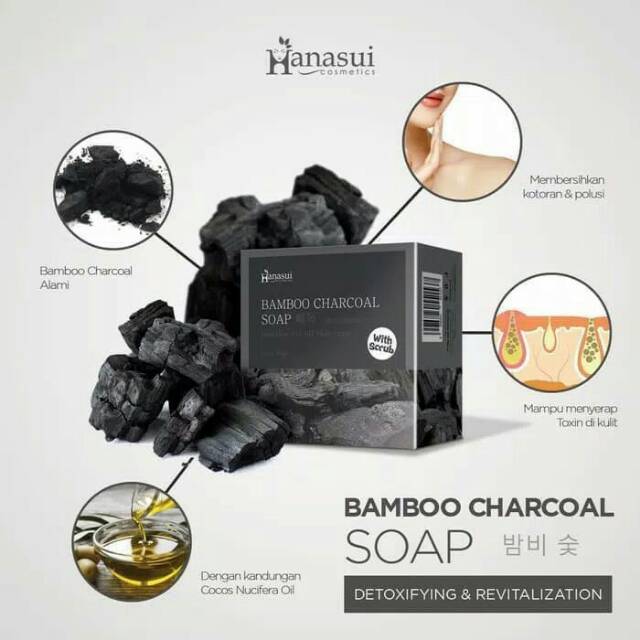 SABUN HANASUI BAMBOO CHARCOAL SOAP BPOM - SABUN ARANG WITH SCRUB