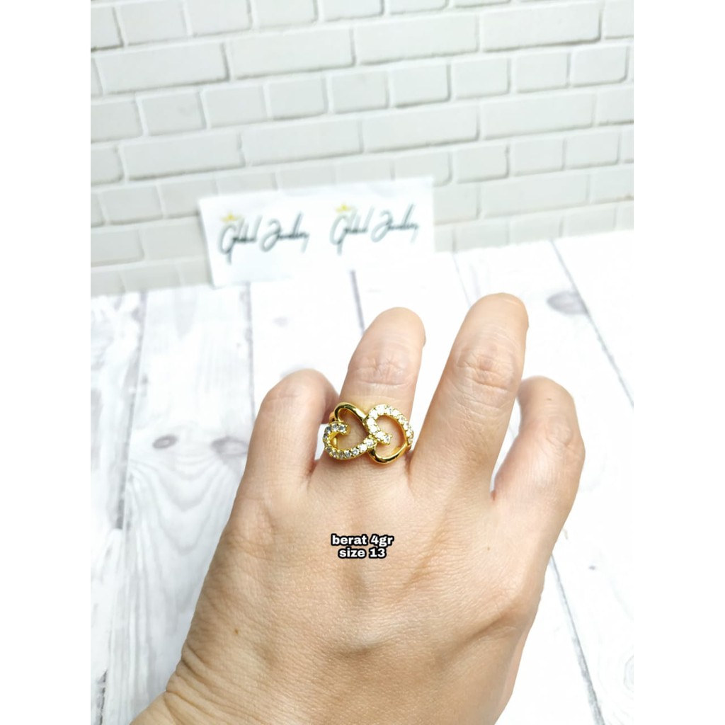 CINCIN 2 LOVE MATA GOLD PERAK ASLI S925 GLOBAL JEWELLERY CH041