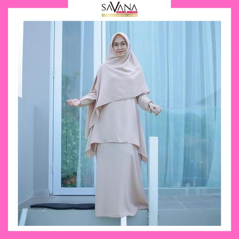 (Ready Stock) Gamis Set Dewasa Pashmina Ricis set by YM Project Original Asli bahan Wollycrepe Premi