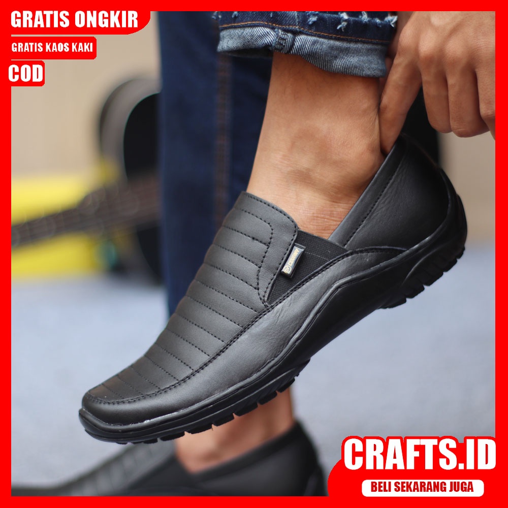 CRAFTS X CORZA Sepatu Formal Sepatu Pria Casual Pantofel Kulit Asli Kasual Kerja Kantor Kondangan Cowok Pria