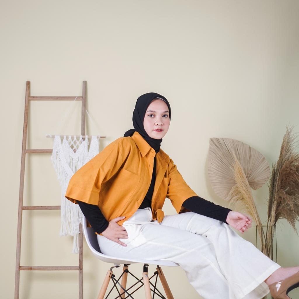 KEMEJA CAPUTRI CROP OVERSIZE LINEN DAILY OUTER BUSUI RAMI LINEN