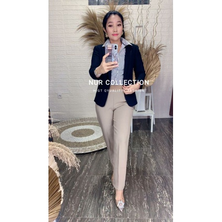 Celana kerja pinggang karet HIGHWAIST muat BB43-100kg PREMIUM-Milo muda