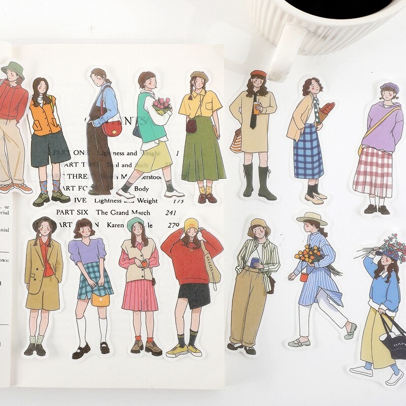 

DIY007 (5 pcs) washi paper sticker girls cute cartoon boys journaling scrapbook diary bullet journal