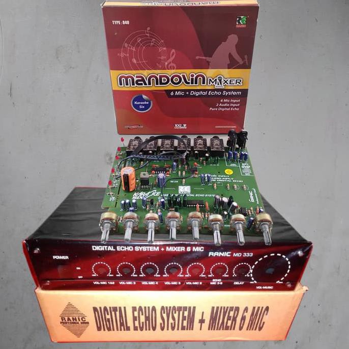 KIT TONE CONTROL MIXER MANDOLIN 6 MIC DIGITAL ECHO SYSTEM dgn BOX