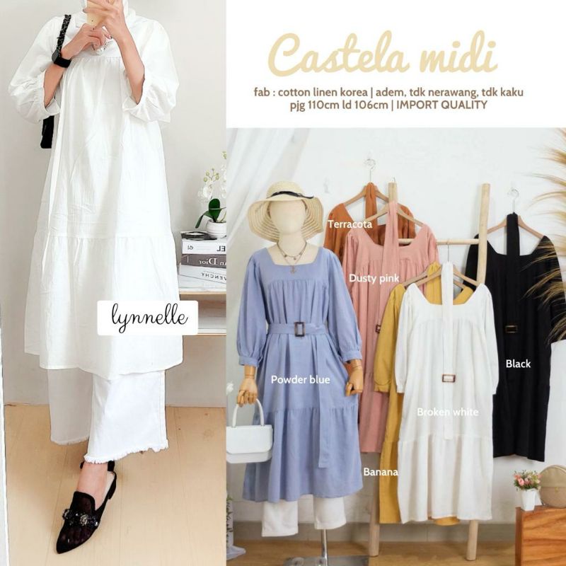 CASTELA MIDI / LONG TUNIK POLOS / MIDI DRESS PREMIUM