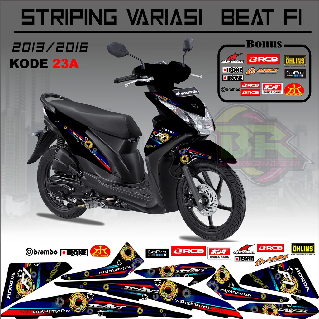 Striping Beat Fi 2013-2016 Stiker Lis Motor Beat Variasi kode 23