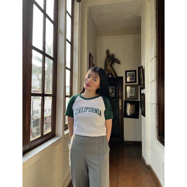 BEFAST - ZGW OOTD Kaos Crop NEVE / Crop Tee Greenfornia Rib / Pakaian Wanita / Atasan Lengan Pendek / Crop Top Terlaris / Keluaran Terbaru / Fashion Wanita Casual Modis / Termurah