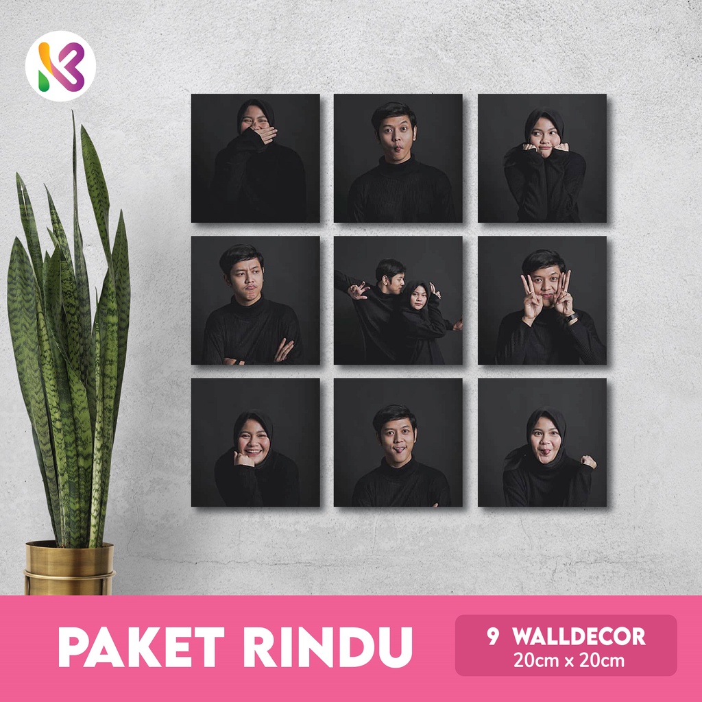 Kamilastorindo Paket Rindu, Custom 9 foto Ukuran 20x20 MDF hiasan dinding