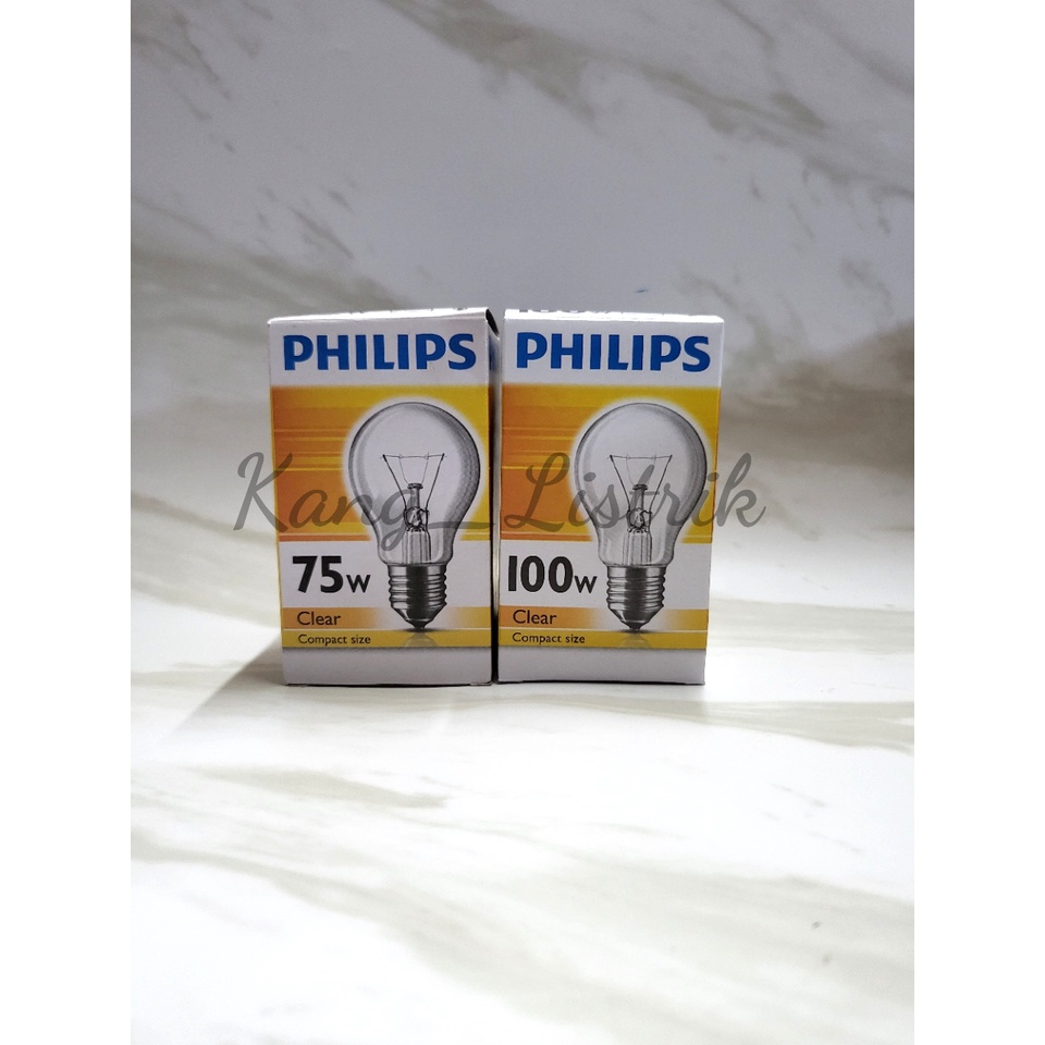 Lampu Pijar Philips 75W-100W / Lampu Clear Philips 75W-100W