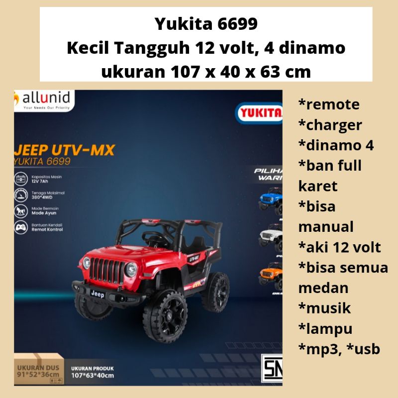 Free Ongkir Mobil Aki Anak Mainan Remote dan Manual Bergaransi 12 volt Rocky Sahara Volta 5008 Kirim Aman Murah/comando