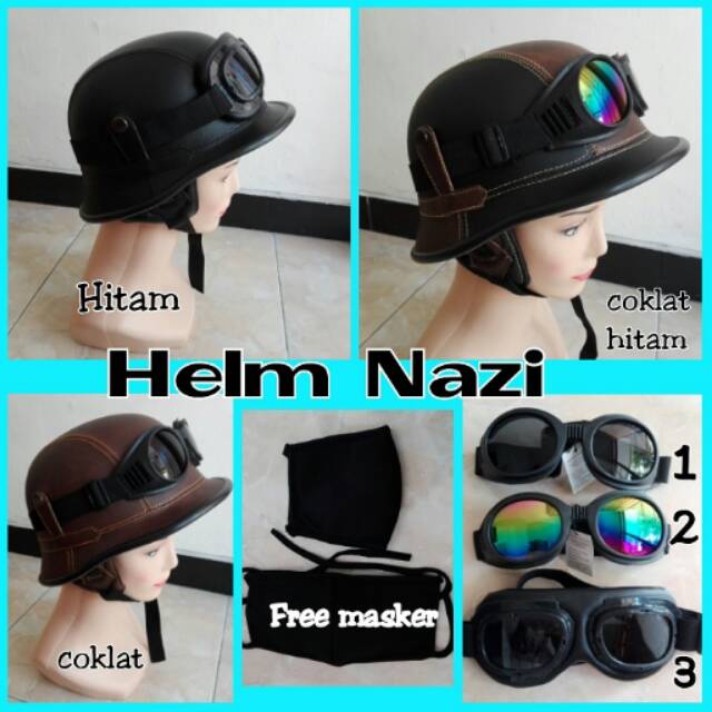 Helm Nazi Kacamata Google Chips, Harga Helm Nazi, Helm Baja Nazi, Jual Helm Nazi Bandung