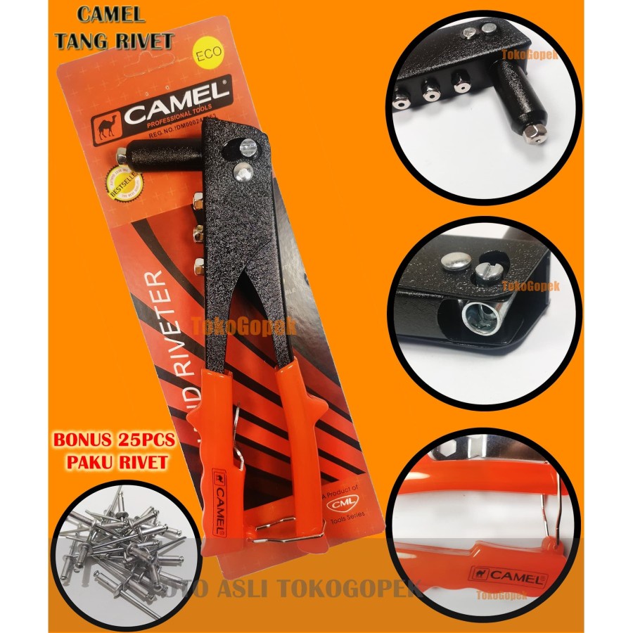 TANG RIVET | TANG RIPET HAND RIVETER 2.4mm - 4.8mm - BONUS PAKU RIVET