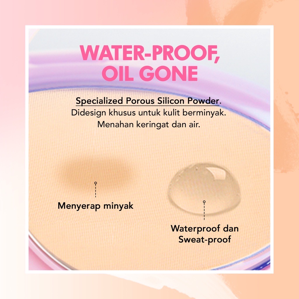 DAZZLE ME Muse Pressed Foundation Indonesia / Natural Filter Blurring Silicon Powder Matte Non Cakey Buildable Waterproof Sweatproof 6g / Oil Control / Compact Powder Bedak Padat / 01 Fair Enough 02 Natural Feeling / Cosmetic Makeup Face Make Up Wajah