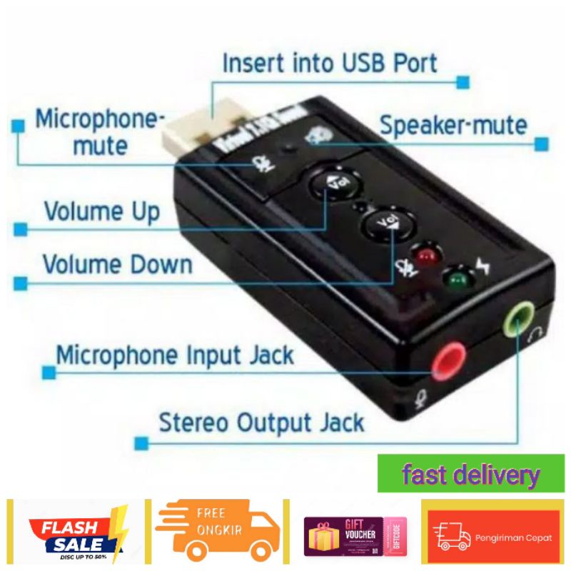 Soundcard 7.1 channel Audio Conventer Usb