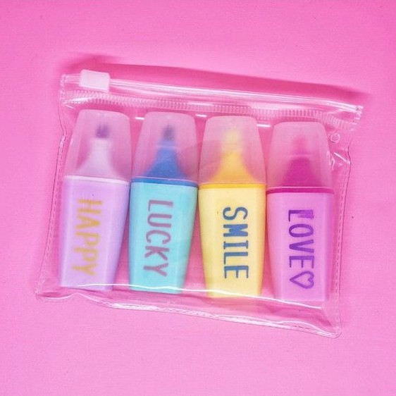 

PAKET STABILO LOVE ISI 4 PCS HIGHLIGHTER WARNA WARNI LOVE SMILE HAPPY LUCKY WARNA WARNI PASTEL