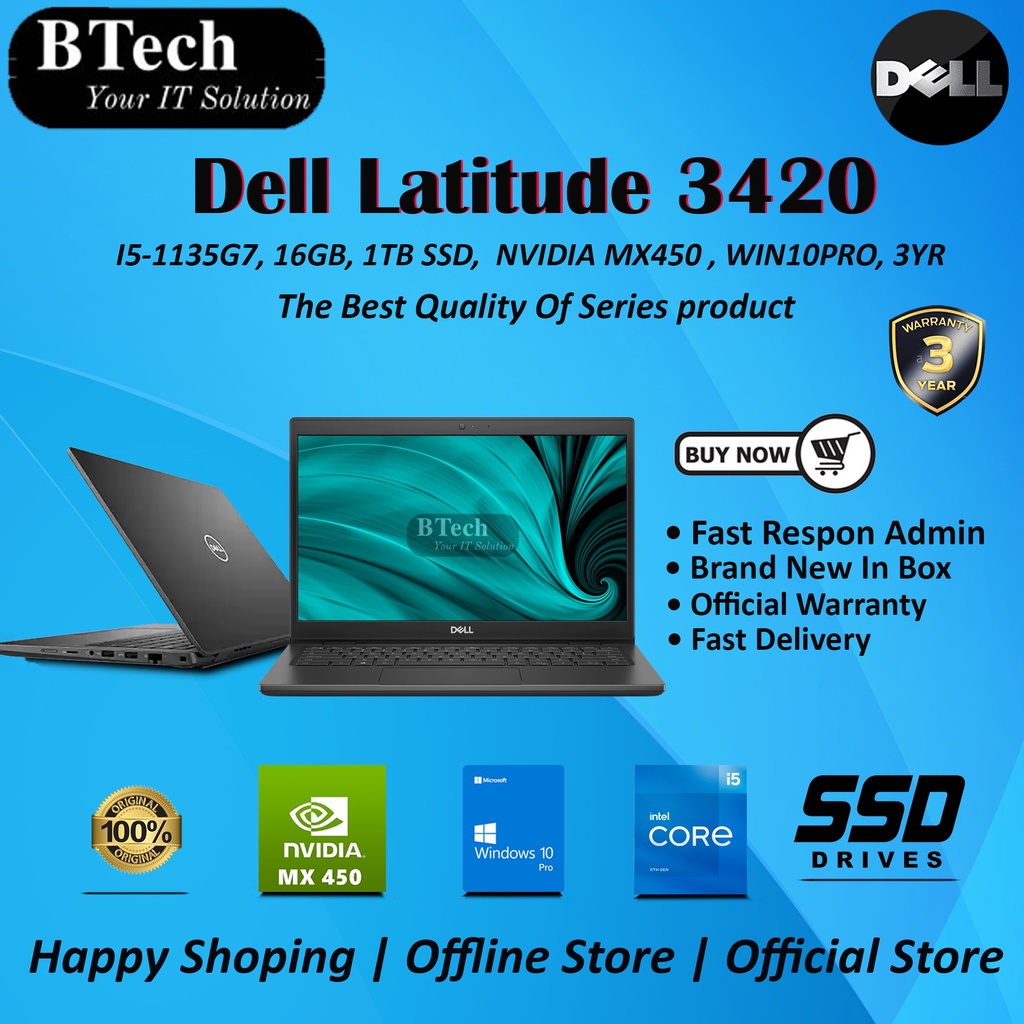 Dell Latitude 3420 I5-1135G7 16GB/1TB SSD/Nvidia MX450/WIN10PRO/3Yrs