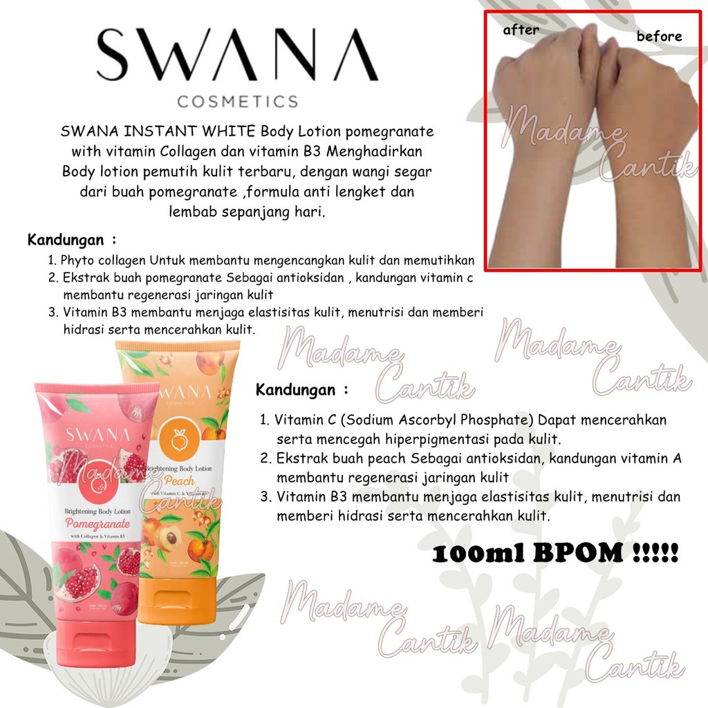 ✿ MADAME ✿ SWANA INSTANT WHITE BODY LOTION