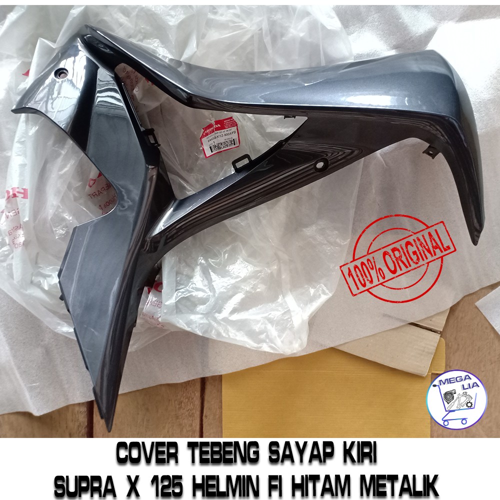 Cover Tebeng Sayap Kiri Supra X 125 HelmIn FI Hitam Metalik 100% ORI HONDA. 64450-KYZ-900AFB