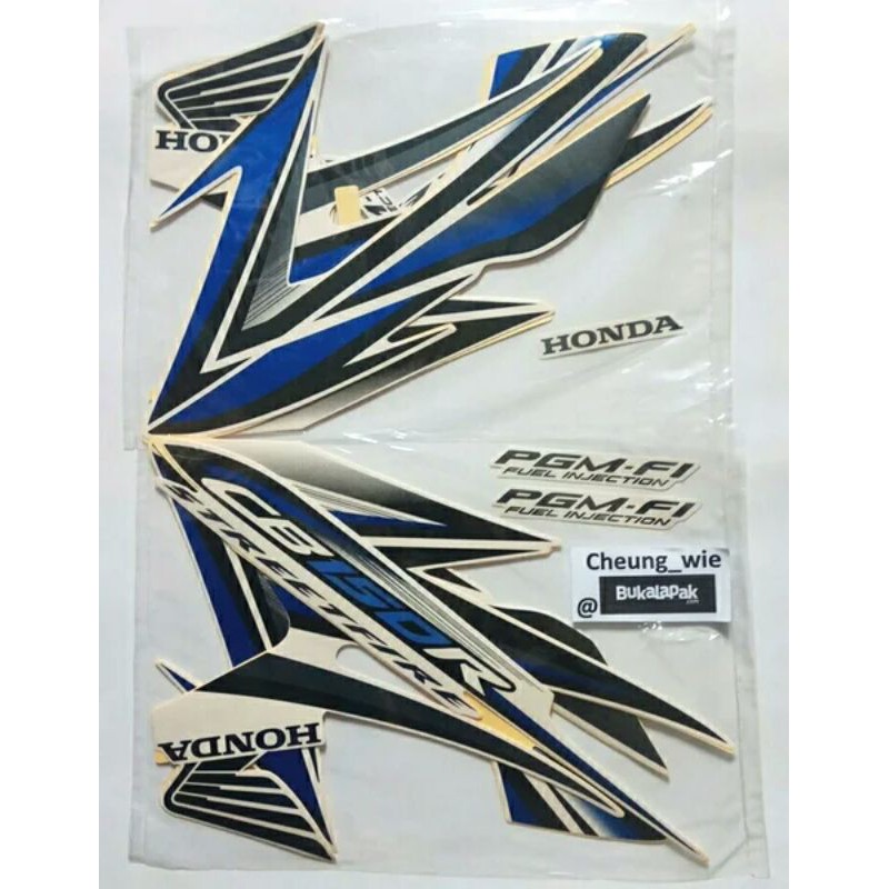 lis body stiker striping honda old CB150R streetfire 2012 -2013 Putih Biru Lightning White
