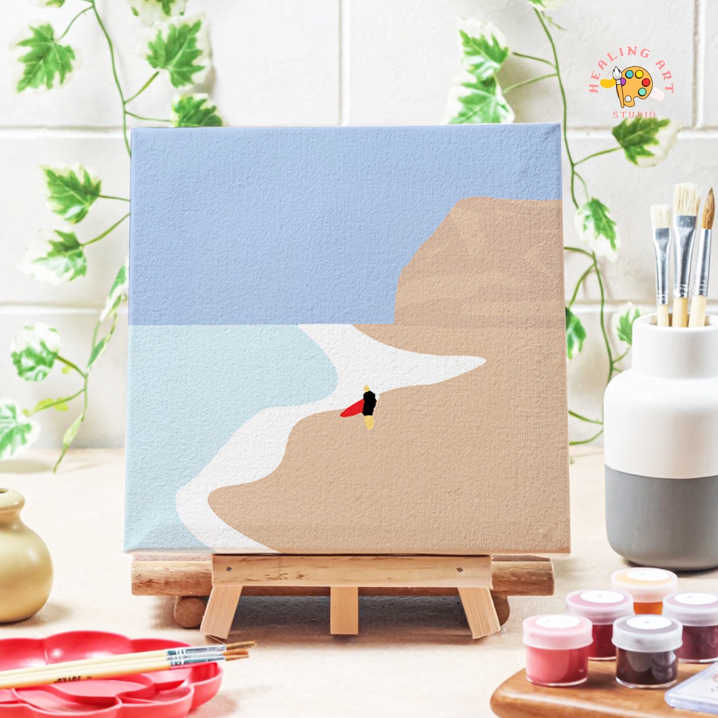 

Paint by number lukisan pantai beach ver 1 canvas 20x20 cm / painting kit / set melukis