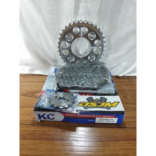 GEAR SET KARISMA GIR PAKET KARISMA SUPRA X 125 KIRANA GIRSET GIR DEPAN 428H-104L 14T/38T KC