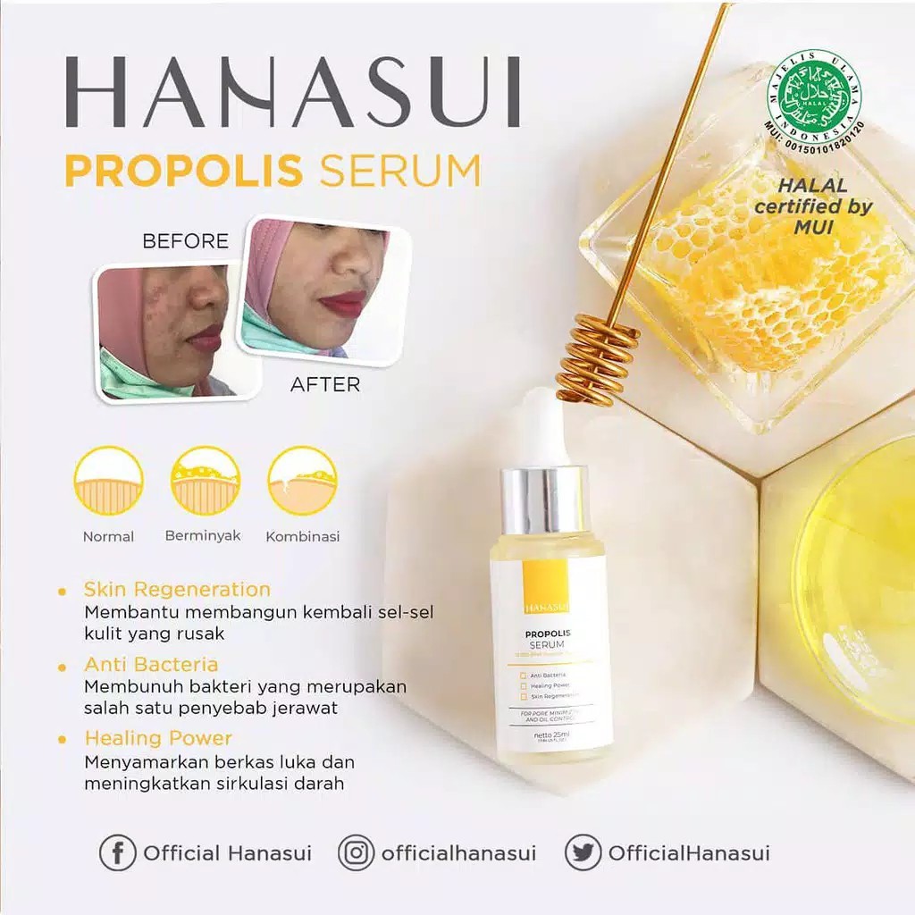 HANASUI Serum 20ml VitC/Whitening Gold/Anti Acne/Men Bright/Bright Up Propolis Halal