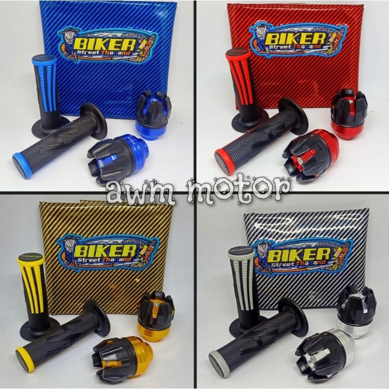 Paket murah Sarung Jok bikers, jalu as + handgrip, Kulit jok bikers karbon, jalu as depan, handgrip