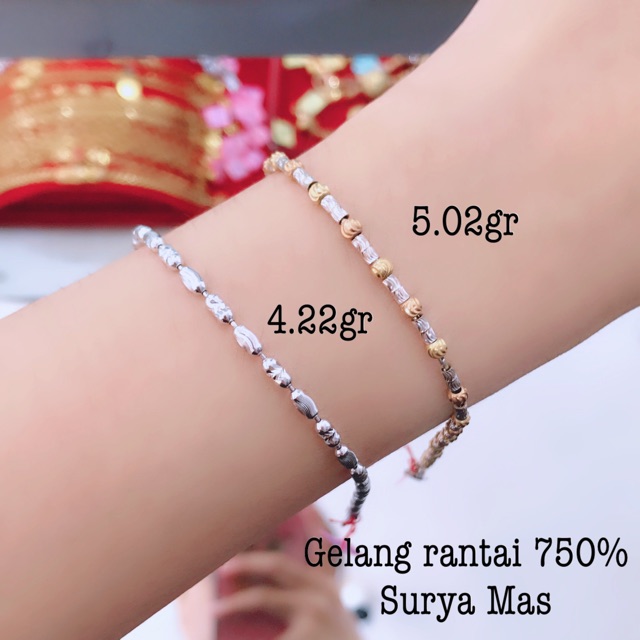 Gelang rantai emas 750%