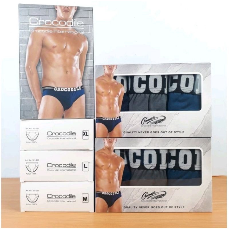 [[3Pcs]] Celana Dalam Pria Dewasa CROCODILE Dus Putih // M L XL