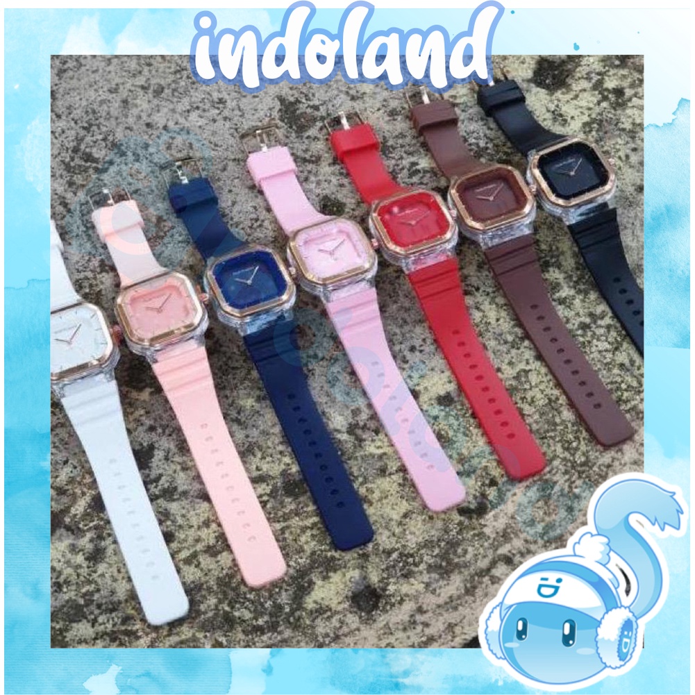 ☀ INDOLAND ☀ JT036 Jam Tangan Wanita Hosh Poppies Kotak Tanggal Crono Hiasan HP-60