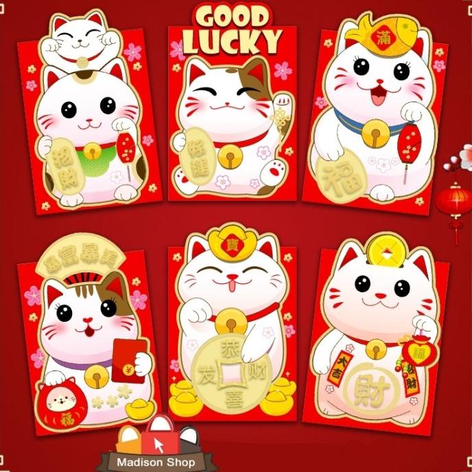 

1121 Angpao Pendek Netral Maneki Neko Ampao Kucing Hoki Ampau Grosir