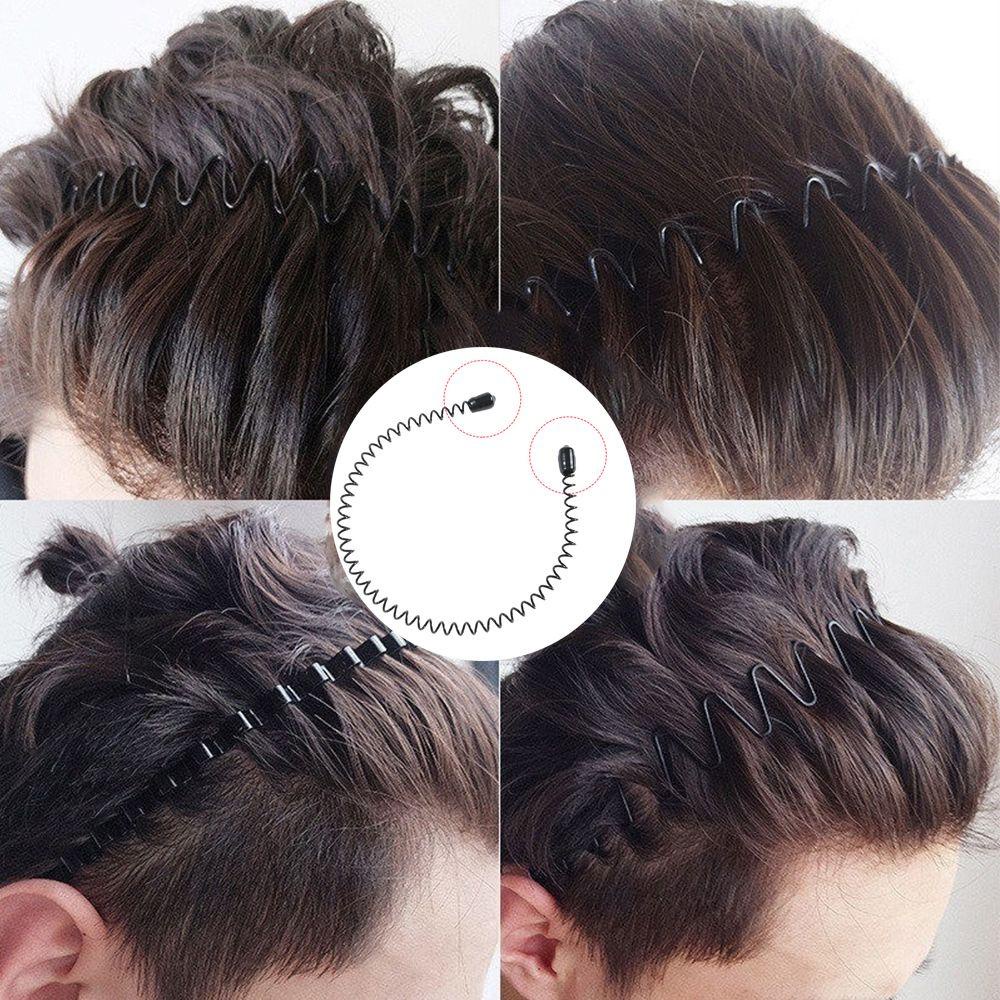 Needway   Pria Rambut Hoop Sport Rambut Gimbal Spiral Ikat Kepala Trendi Besi Musim Semi Gaya Korea Hiasan Kepala