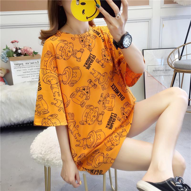 Oversize Tee Tshirt Wanita Model Longgar Motif Luffi Chopper