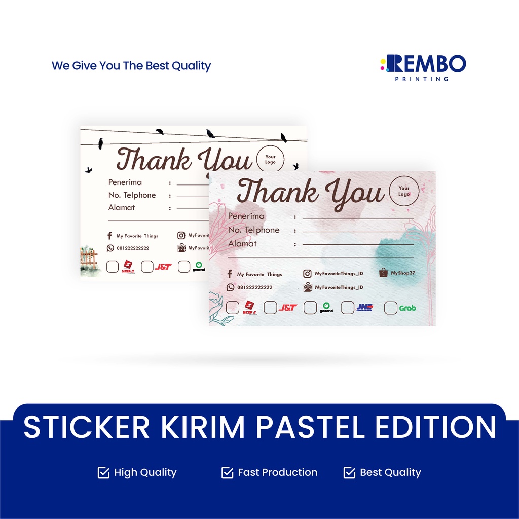 Sticker Kirim Online Shop Pastel Edition *Free Design Template* Stiker Alamat Pengiriman Olshop