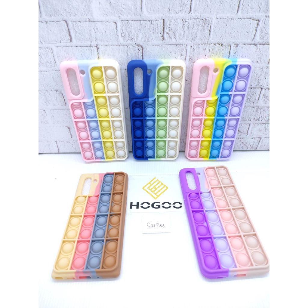 SILICONE CASE POP IT SAMSUNG S21 PLUS - CASE PENGHILANG STRESS PUSH IT BUBBLE CASE RAINBOW