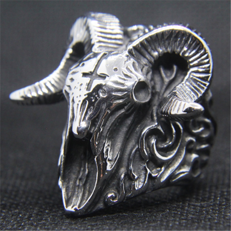 SEUSUK  Cincin Bentuk Kepala Tengkorak Bahan Stainless Steel 316L Warna Silver untuk Pria / Wanita