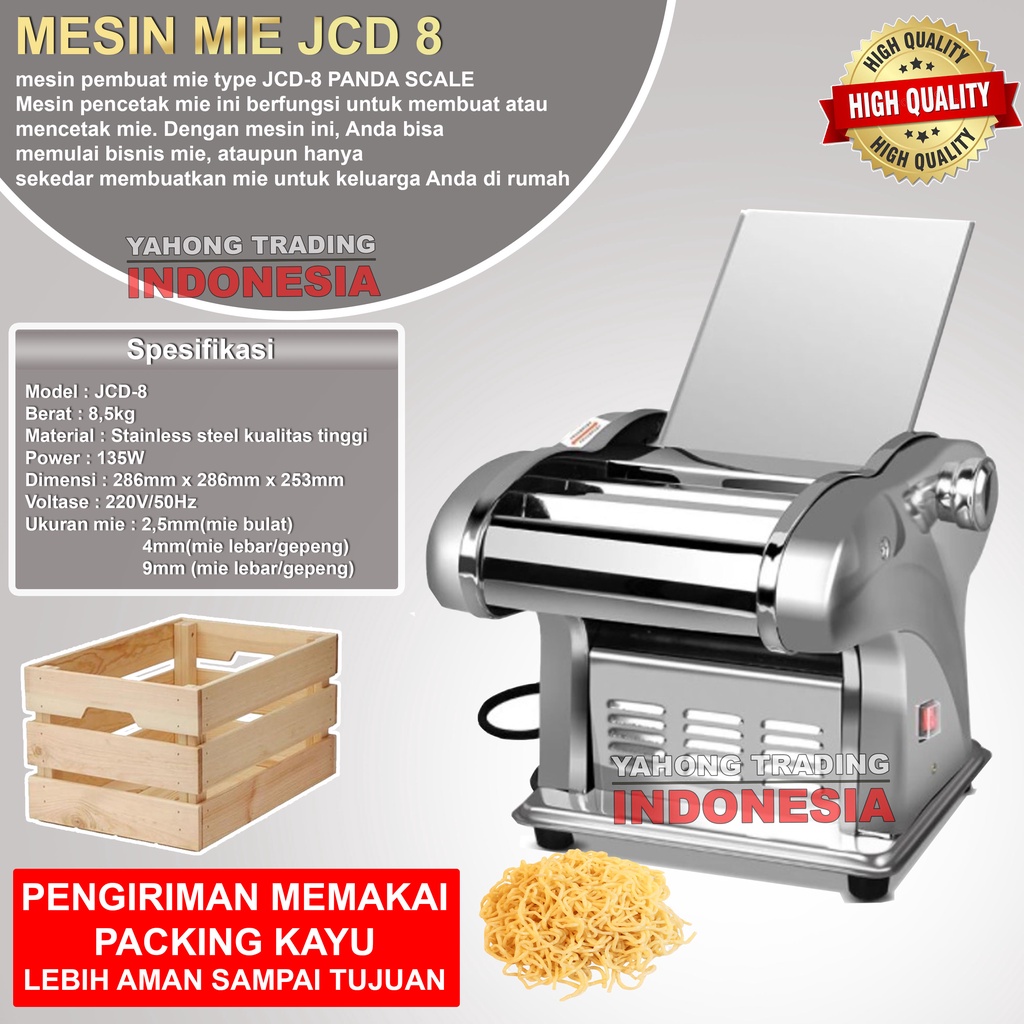 Mesin Pembuat Mie JCD 8 Mesin Giling Pencetak Mie Noodle Maker PANDA SCALE + PACKING KAYU